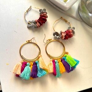 Colorful Tassel Hoop Earrings